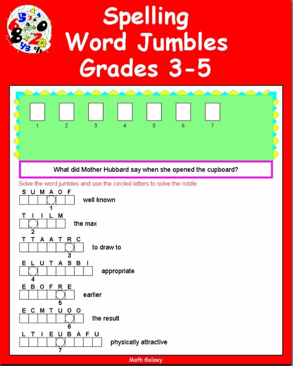 Spelling Jumbles Grades 3-5 eBook